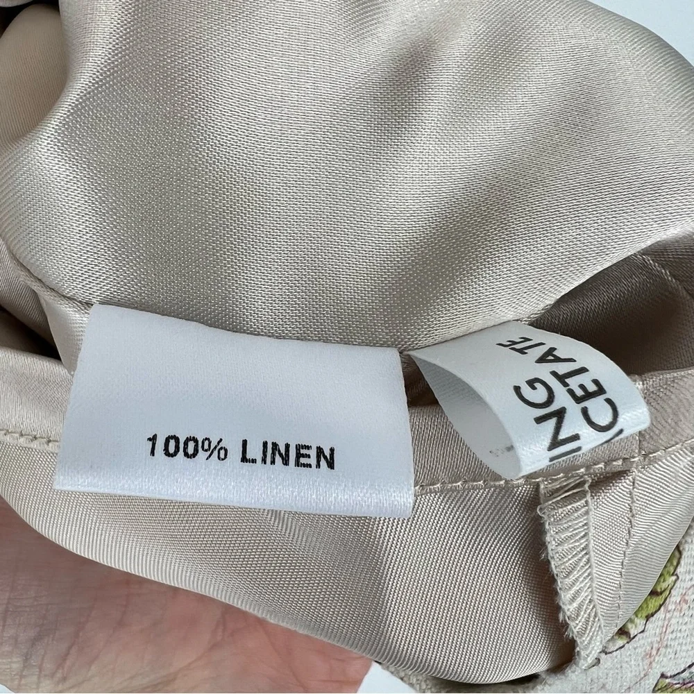 Lalage Beaumont Linen‎ Botanical Floral Print Shift Dress Professional